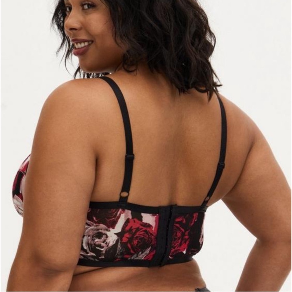 Torrid Black and Pink Floral Unlined Bra - Picture 3 of 8
